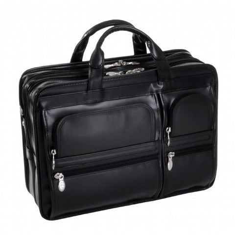 McKlein USA Hubbard Leather Double Compartments Laptop Case Black