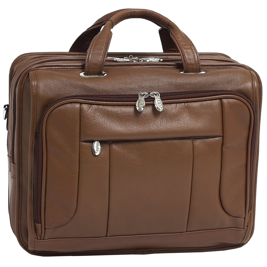 McKlein USA River West 15.6" Leather Fly Through Checkpoint Friendly Laptop Briefcase Assorted Colors