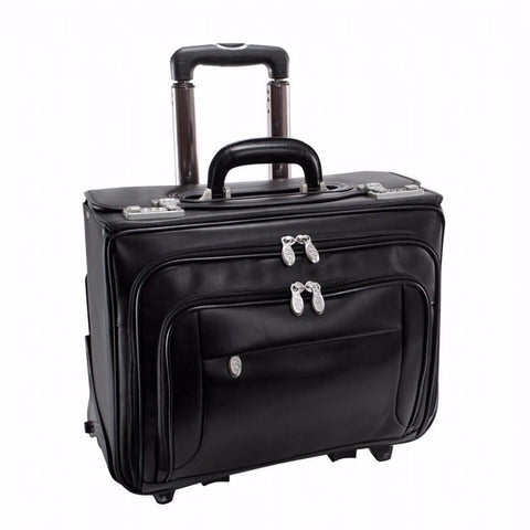 McKlein USA Sheridan Leather 17" Detachable Wheeled Catalog Case Black