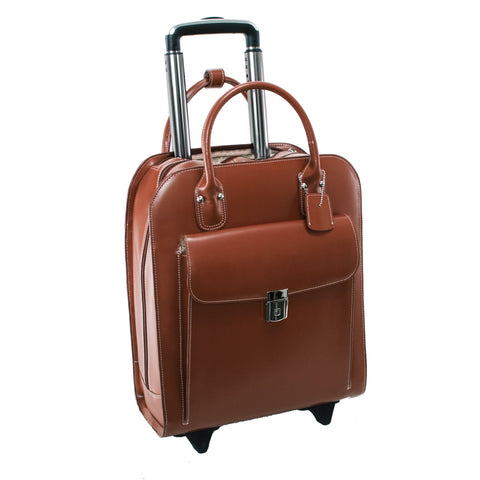 McKlein USA Uptown 15.4" Leather Vertical Wheeled Ladies' Laptop Briefcase - LuggageDesigners