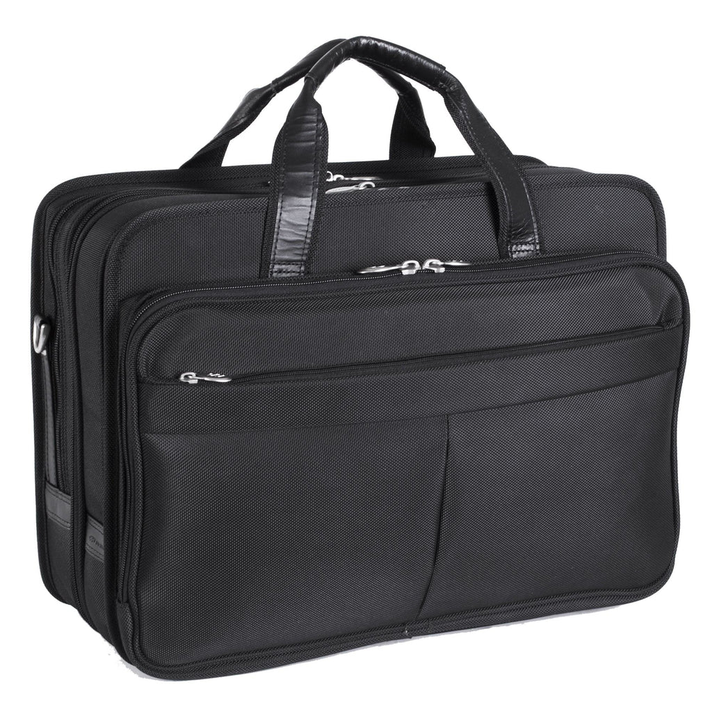 McKlein USA Walton 17" Nylon Expandable Double Compartment Laptop Briefcase with Removable Sleeve