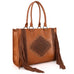 Montana West Tool Fringe Collection Concealed Carry Wide Tote Cowhide and Conchos