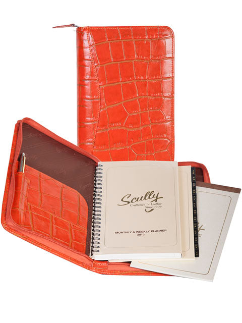 Scully Croco Leather zip weekly planner Scully