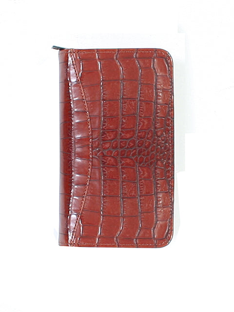 Scully Croco/Ostrich Leather zip pocket planner Scully