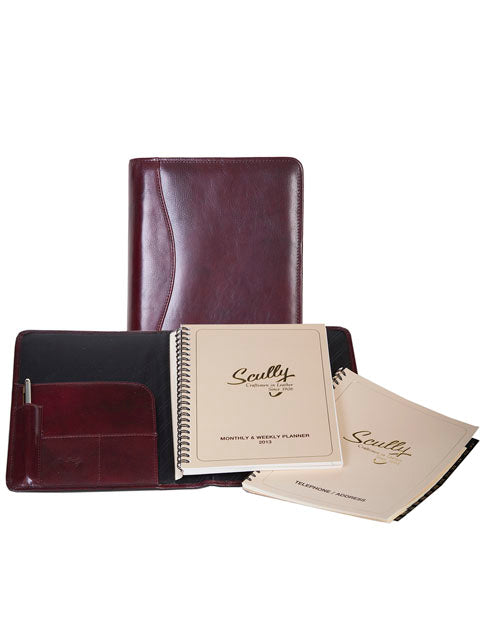 Scully Italian Leather Wirebound Desk Size Planner Burgundy
