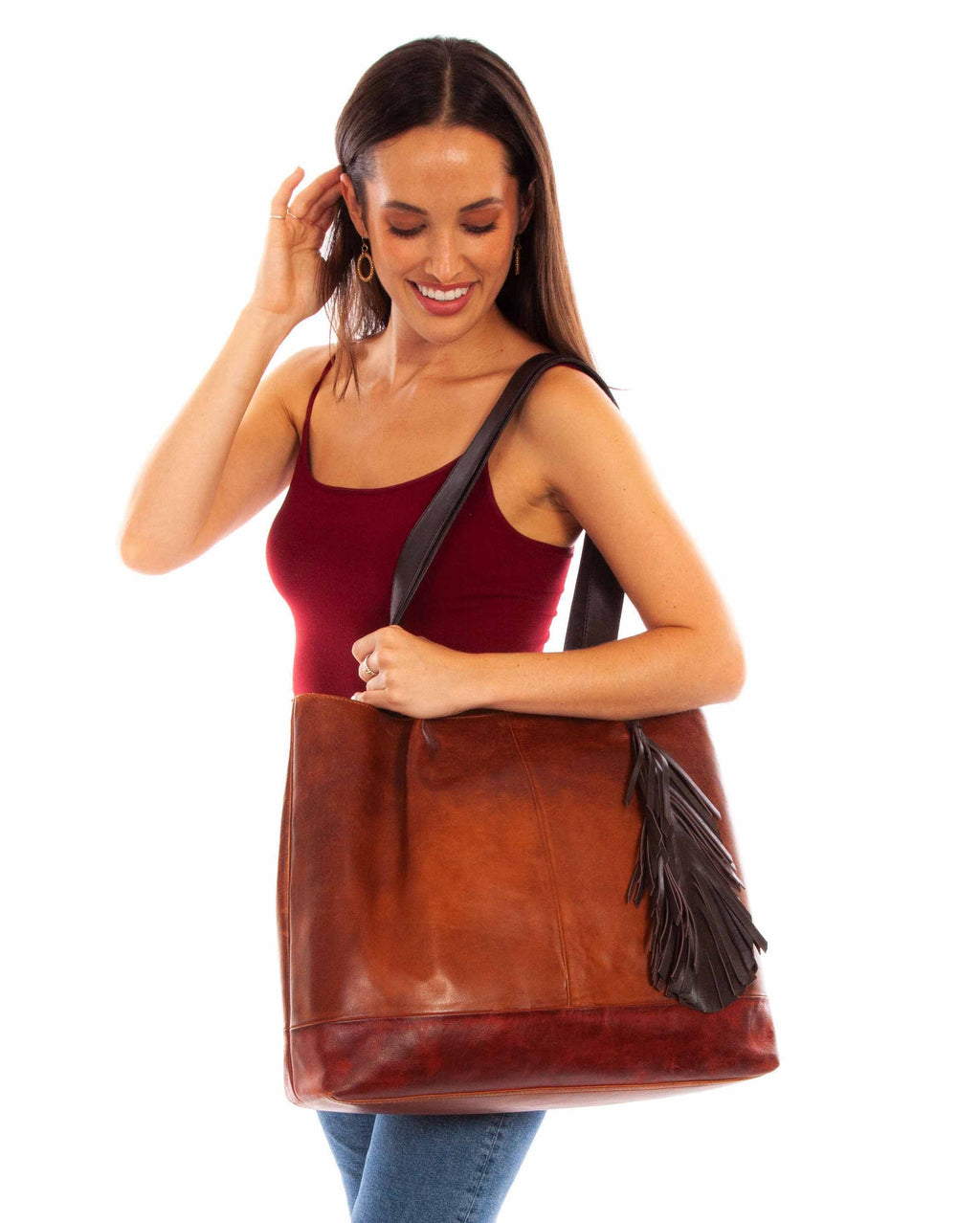 Scully Leather Tri Toned Large Ladies Leather Tote Scully