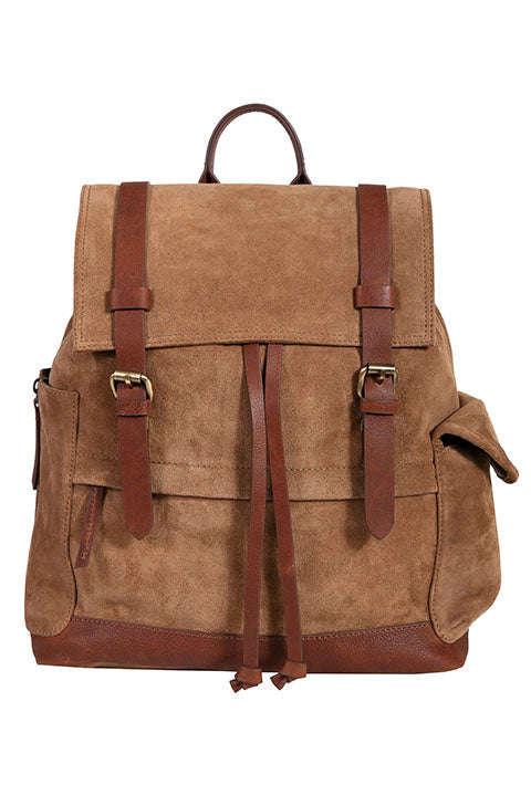 Scully Suede and Leather Trim Backpack Brown Scully