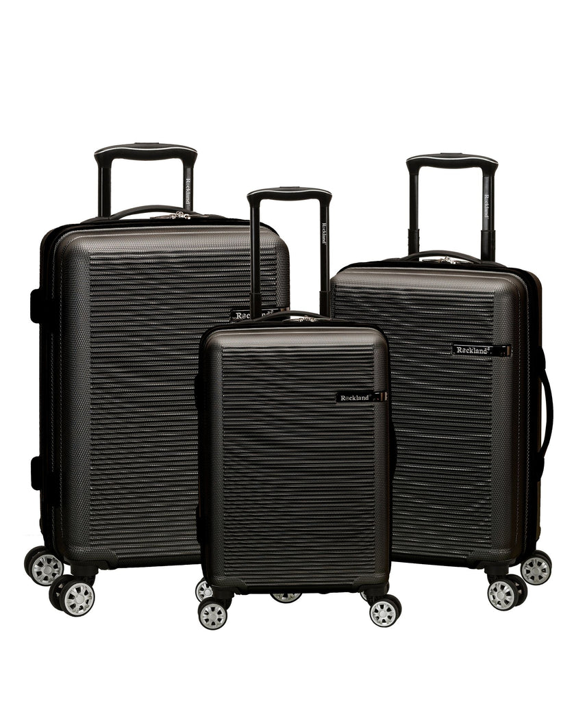 Rockland Pista 3 PC ABS Non-Expandable Luggage Set, Purple