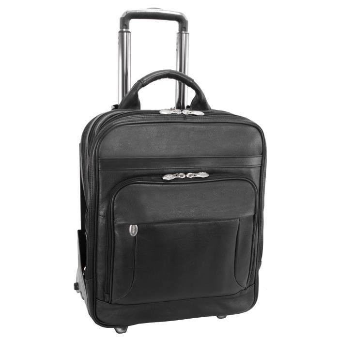 McKlein USA Gold Coast Leather 17" Detachable Wheeled Laptop Backpack Briefcase Black