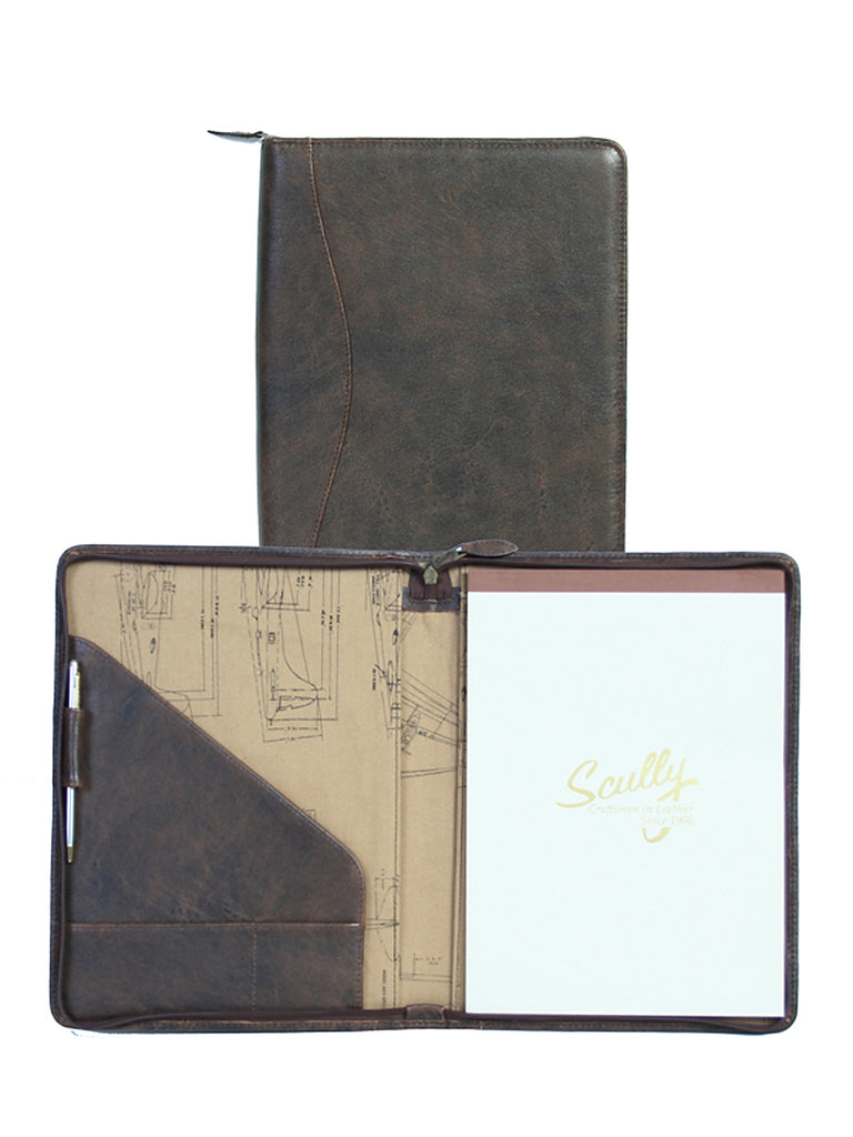 Scully Aerosquadron Collection Leather Zip Letter Pad Walnut