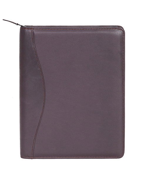 Scully Leather Soft Plonge Zip Planner Chocolate