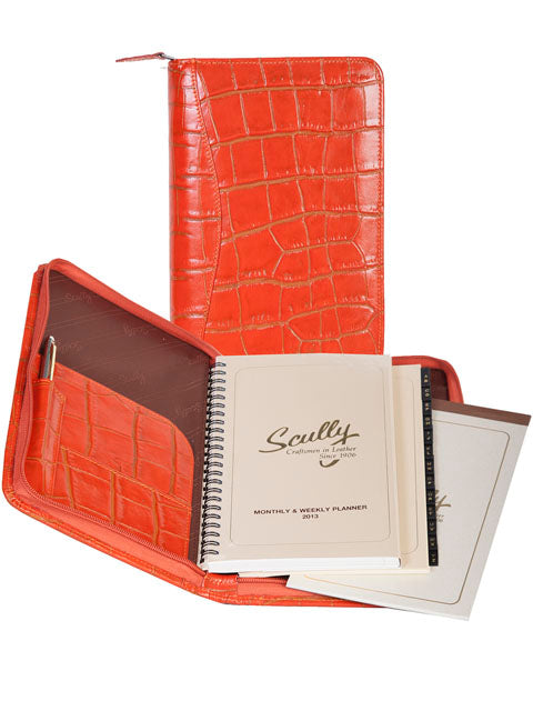 Scully Croco Leather zip weekly planner
