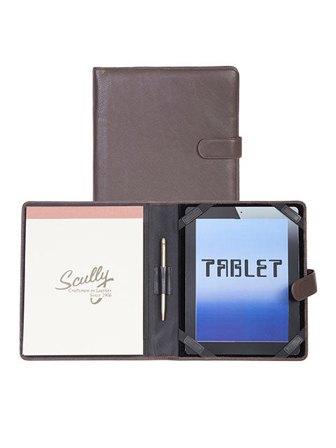 Scully Leather Tablet Cover & Padfolio Chocolate