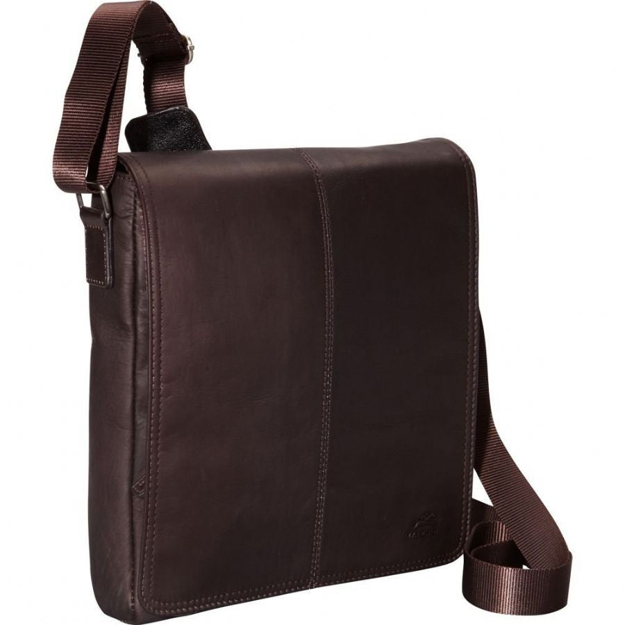 Mancini Leather Goods Messenger Style Unisex Tablet Bag Brown