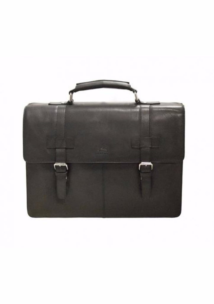 Mancini Colombian Collection Double Compartment Briefcase Black