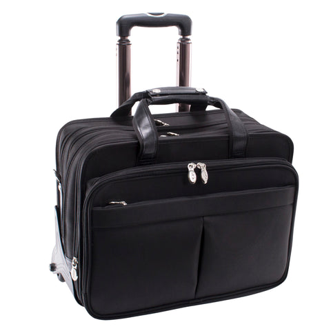 McKlein USA Roosevelt 17" Nylon Detachable Wheeled Laptop Briefcase with Removable Sleeve