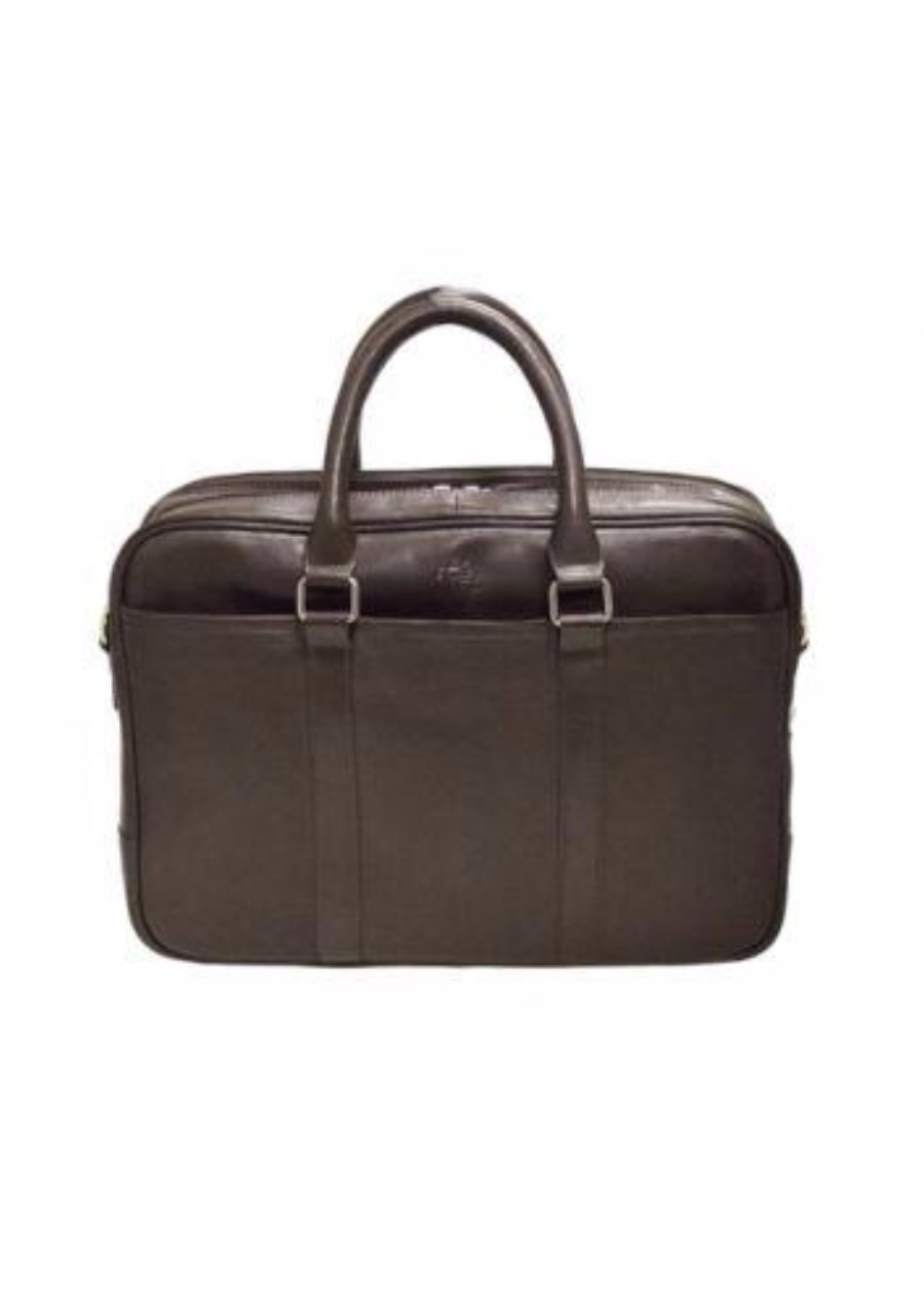 Mancini Colombian Collection Zippered Double Compartment Briefcase Brown