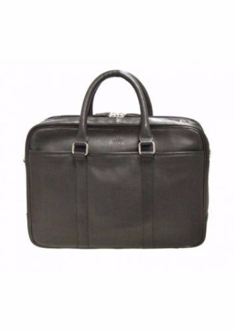 Mancini Colombian Collection Zippered Double Compartment Briefcase Black - LuggageDesigners