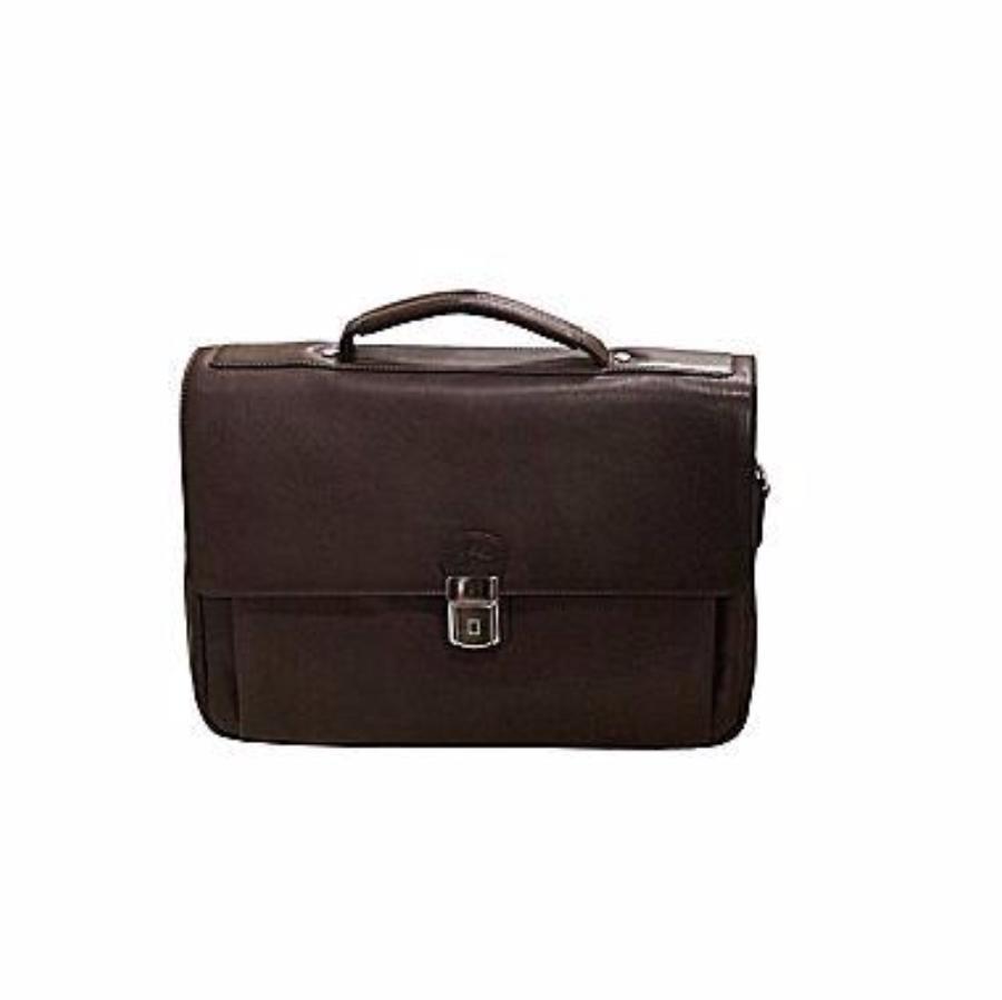 Mancini Colombian Collection Triple Compartment Briefcase Brown