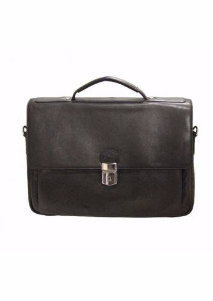 Mancini Colombian Collection Triple Compartment Briefcase Black