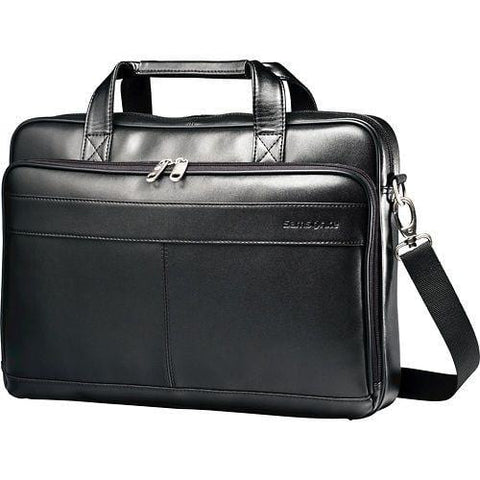 Samsonite Leather Slim Laptop Briefcase Black