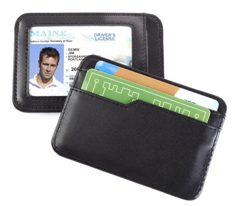 Smooth Trip RFID Blocking Leather Card & ID Case Black
